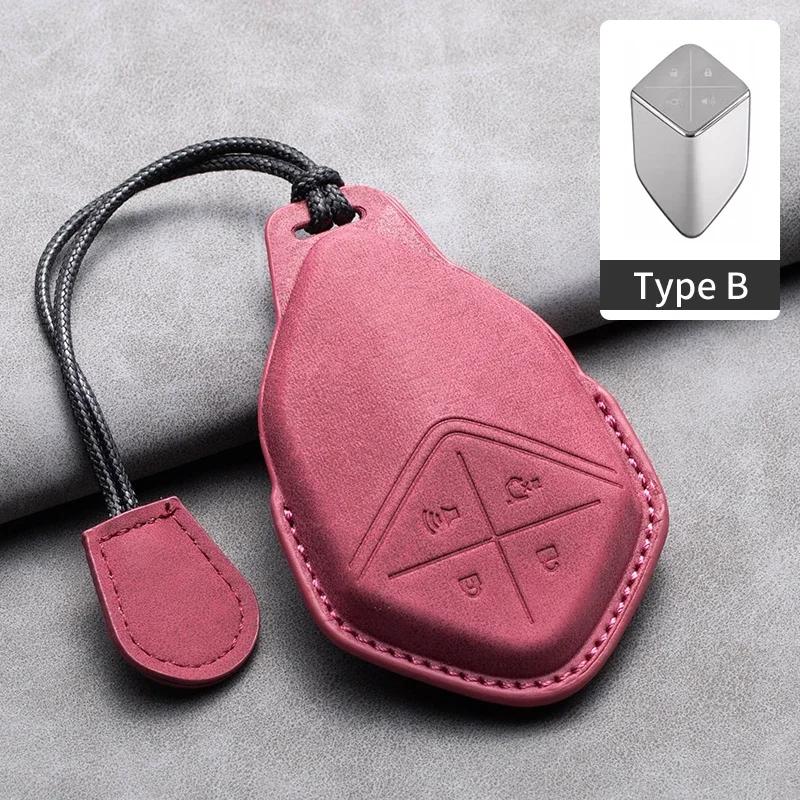 

4 Buttons Car Remote Key Case Cover For Changan Deepal S7 Sl03 Leather Car Key Shell Fob Holder Protector Keychain For Deepal