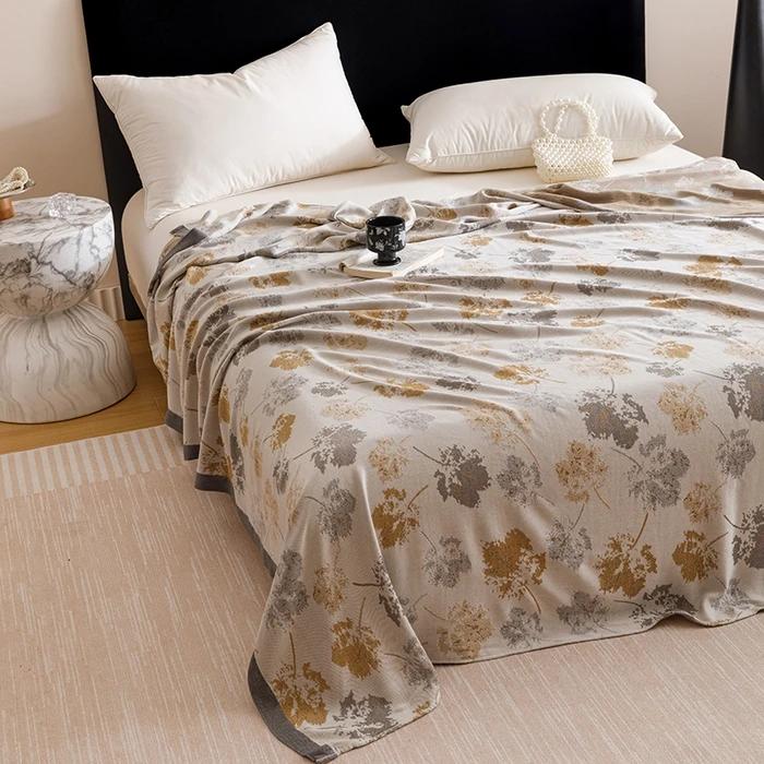 2025 New Smooth Bamboo Fiber Jacquard Multifunctional Double-layer Gauze Cold Blanket Towel Quilt