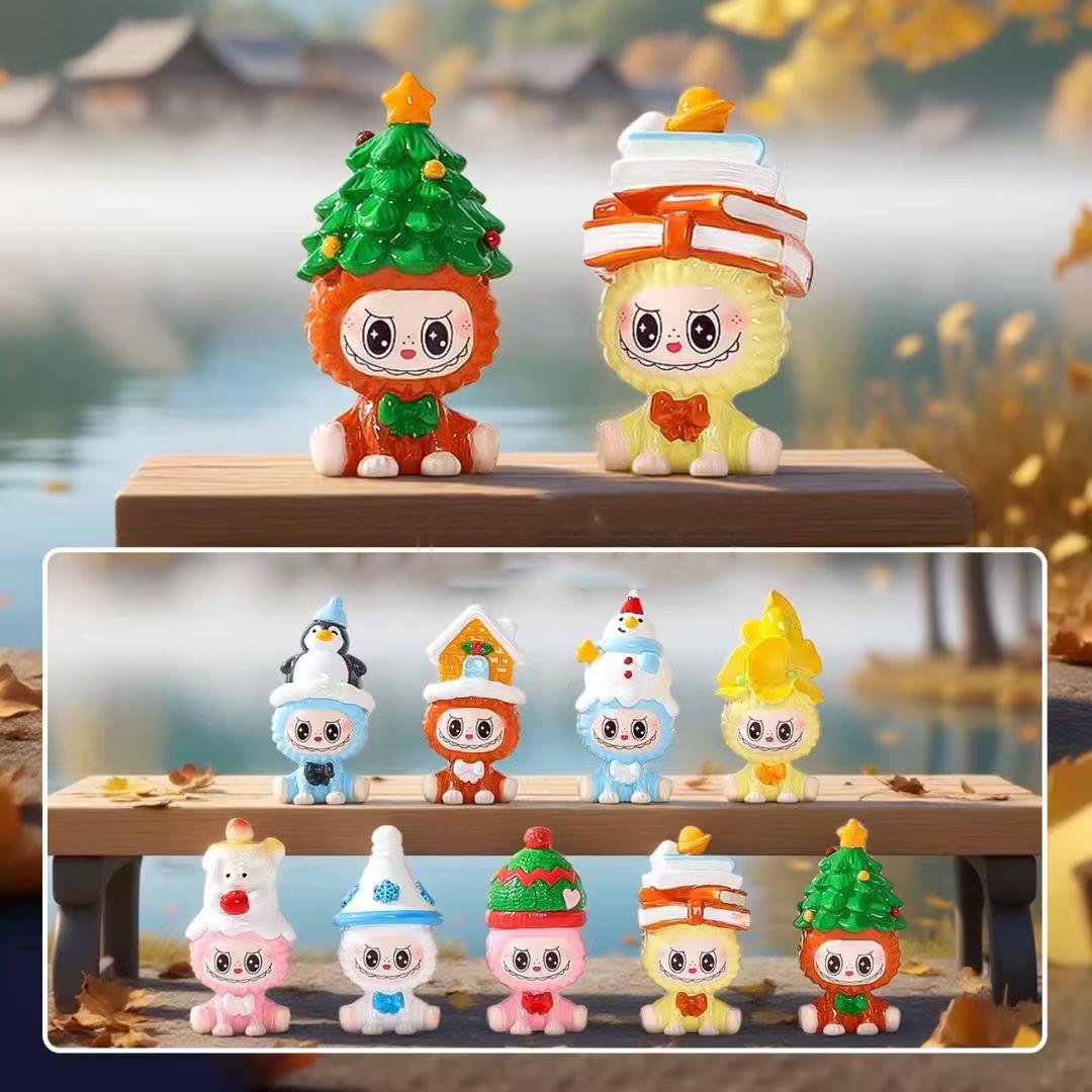 

Creative Christmas Cute Grain Blind Box Doll Cartoon Desktop Car Decoration Trendy Play Creative DIY Gift Complete set of 9pcs