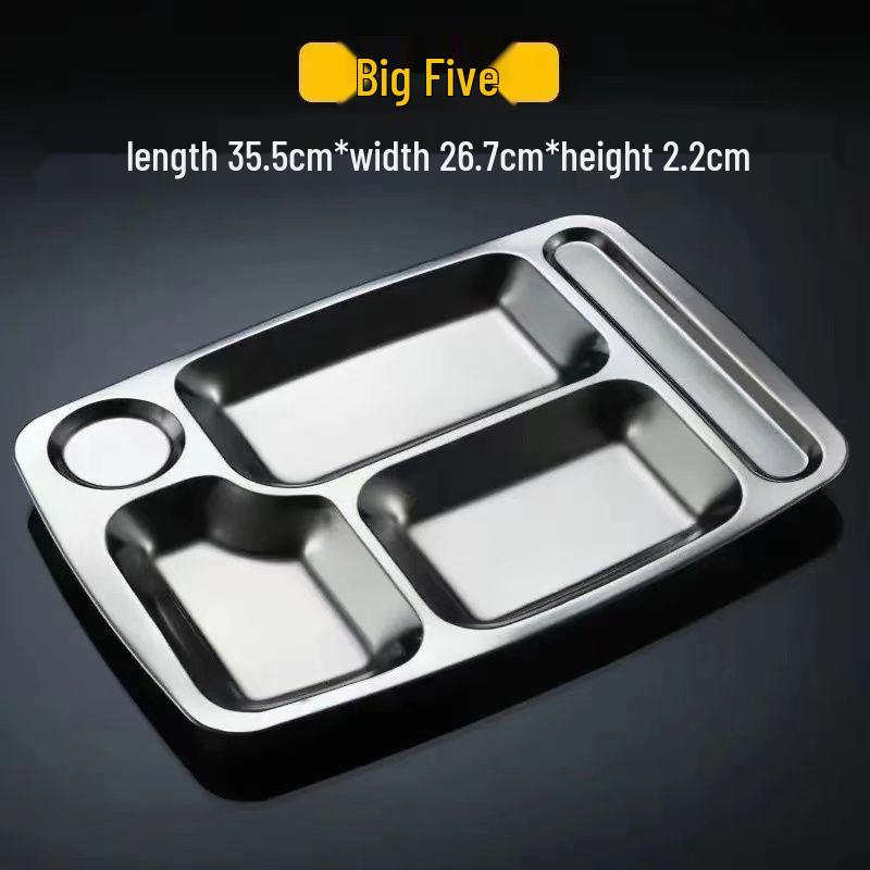 304 Stainless Steel Compartment Meal Tray for Kindergarten Students, Adults, and Canteens
