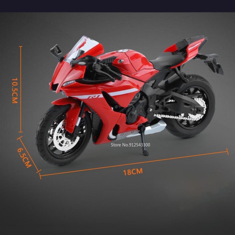 1/12 YAMAHA R1 Spielzeugmotorradmodell Legierung Diecast mit Sound Licht Gummireifen Maßstabsmodell Motorrad Spielzeug für Kinder Sammlung