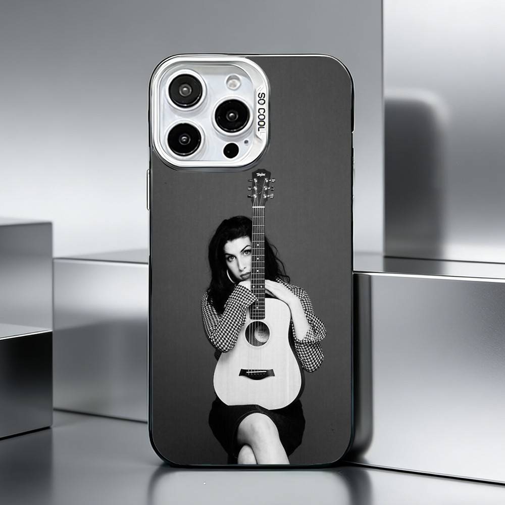 Zangeres A-Amy W-Winehouse Telefoonhoesje Voor iPhone 17,16,15,14,13,12,11 Plus,Pro Max,XS,Gekleurd zilveren telefoonhoesje