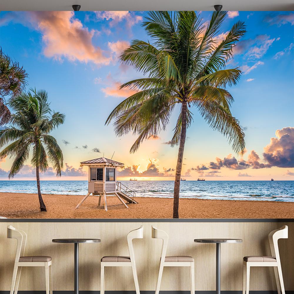 Beach Wall Murals Tropical Island Wallpaper Palm Tree Beach Sea Wallpaper Home Decor