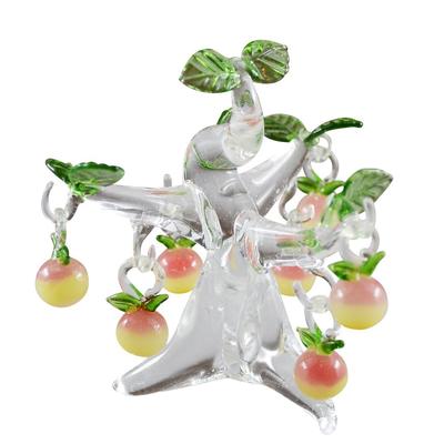 Four Cart Cute Handmade Glass Craft, Rolling Peach Tree, Small