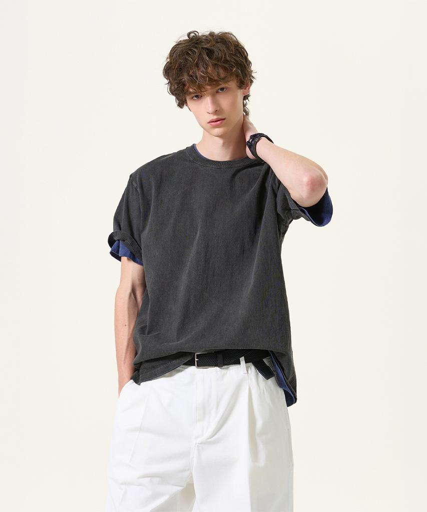 Guson Pigment-Dyed Short Sleeve T-Shirt - Black