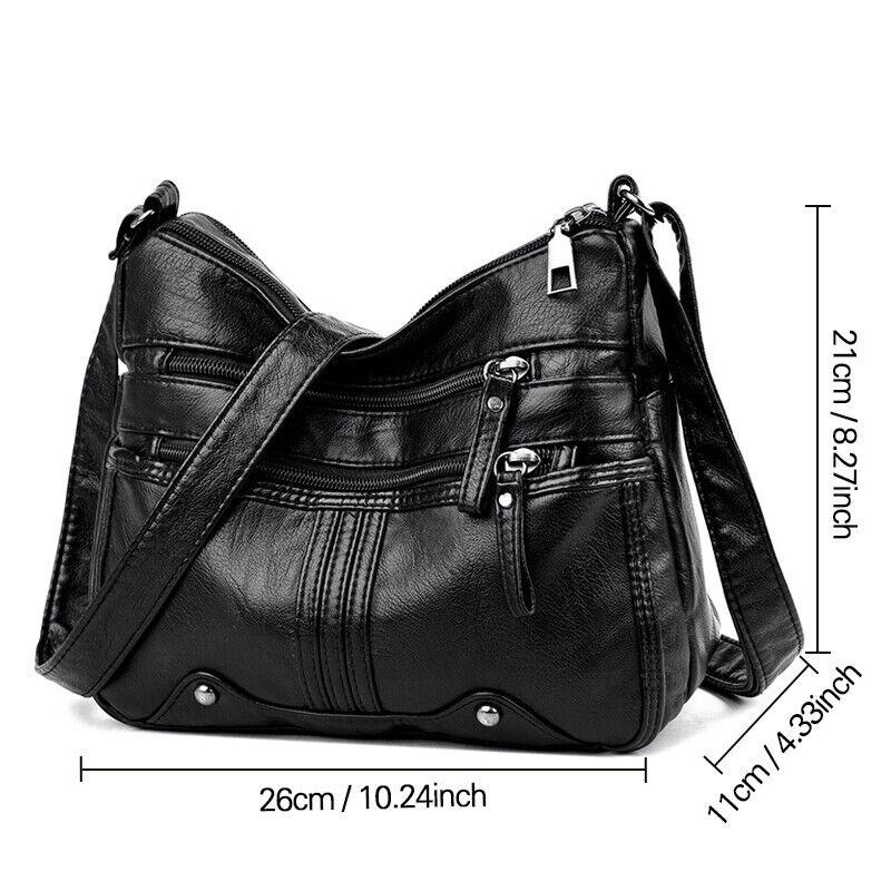 1Pc Women's Shoulder Bag Ladies Multi Pocket PU Messenger Handbag Cross Body Bags