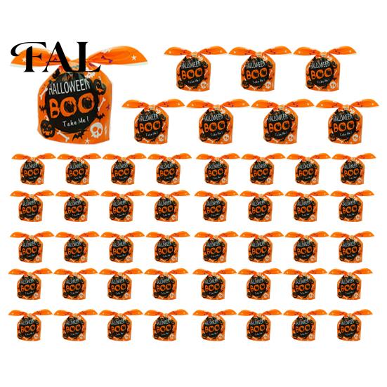 Halloween Candy Bags 48 Pcs Bags, Kids Trick or Treat Goodie Cute Rabbit Decorative Pouches for Dessert Shops Ear Small Plastic Gift Cookie,