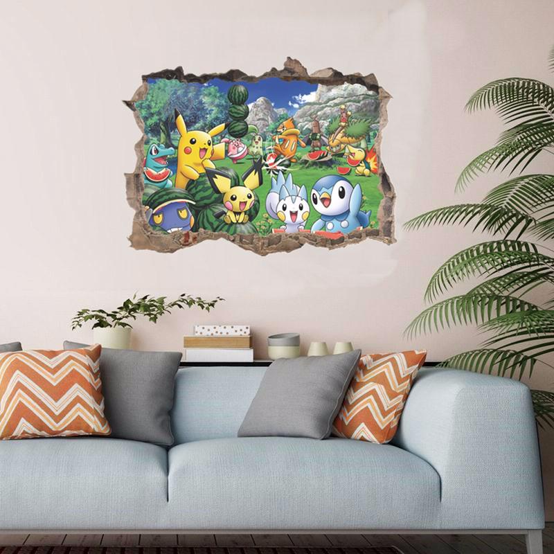 Pikachu Cartoon Kinderzimmer Schlafzimmer Dekor Kinderzimmer Wasserdichte Poster Wandaufkleber Pokemon Go Aufkleber