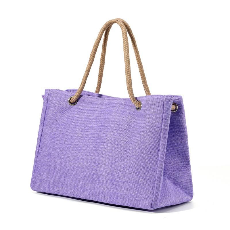 Hot-selling Women's Bags New Linen Shoulder Bags Large Capacity Solid Color Fashion Casual Portable Tote Bags