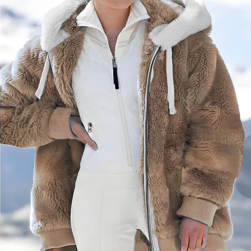 Loose Plush Zipper Hooded Jacket