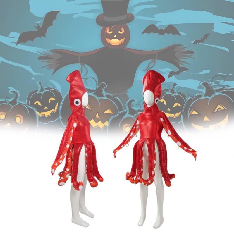 Vibrant Red Squid Outfit For Children Ideal For Anime Roleplay And Themed Events