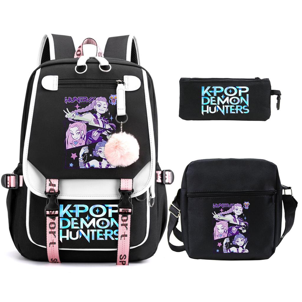 Demon Hunters Peripheral Printing Children's Fashion Backpack Cross-border Large Capacity Primary and Secondary School Student Leisure School Bag Set
