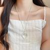 Elegant Geometric Glass Heart Necklace - Semi-Transparent Stone Look, Versatile Sweater Chain for Women