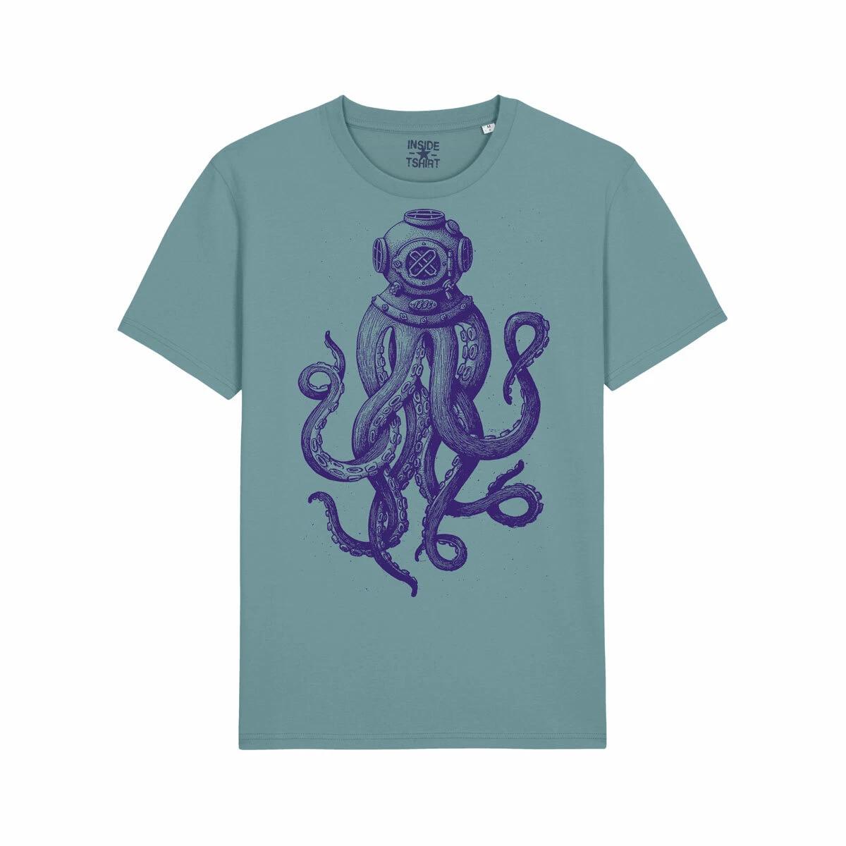 Octopus Diver Helmet Sub Octopus Wears Helmet Diver T-Shirt Unisex S