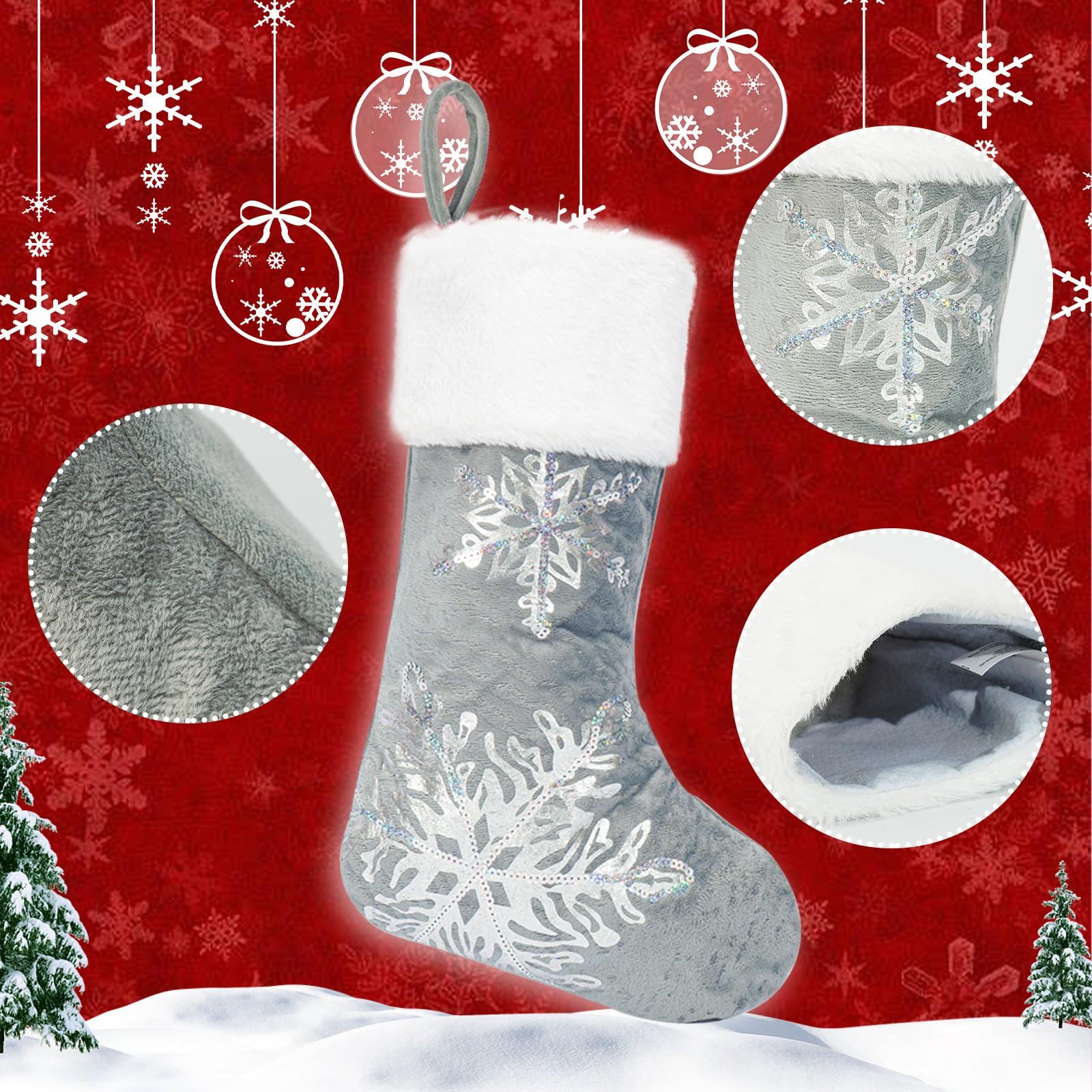 

Різдвяні прикраси Різдвяні панчохи Золоті штамповані вишивка Цукеркові панчохи 18 дюймів One Size