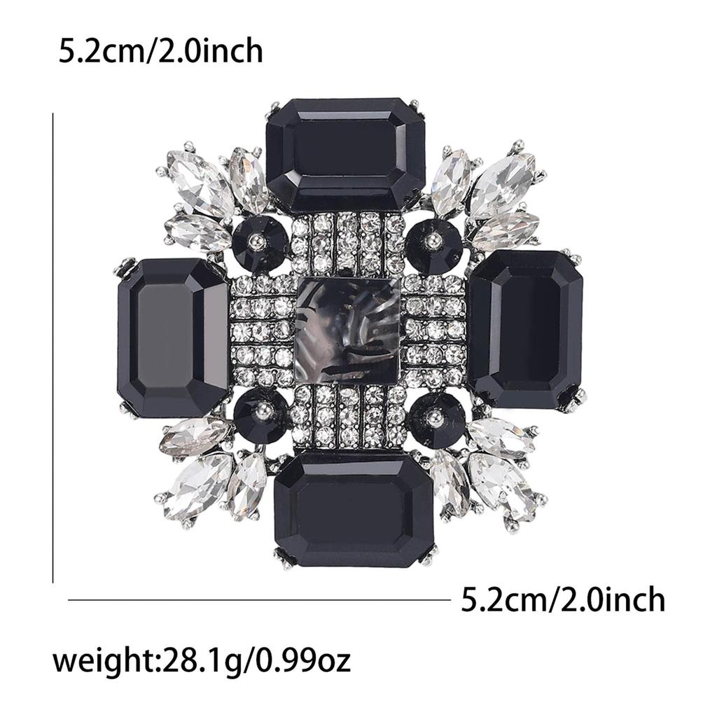 Elegant European-American Alloy Glass Square Brooch: Fashionable Women's Shawl Pin