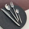Stainless Steel Spoon and Fork Set, Diagonal Handle, Light Luxury Steak Knife, Spoon Set, 14Pcs