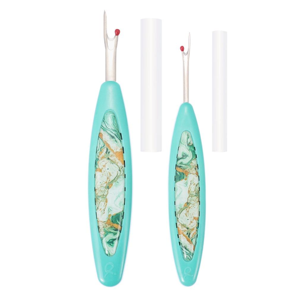 2Pcs Ergonomic Handle Stitch Seam Ripper Sharp Durable Removing Threads Tools with Storage Cases Handy Crafting Seam Ripper Tool