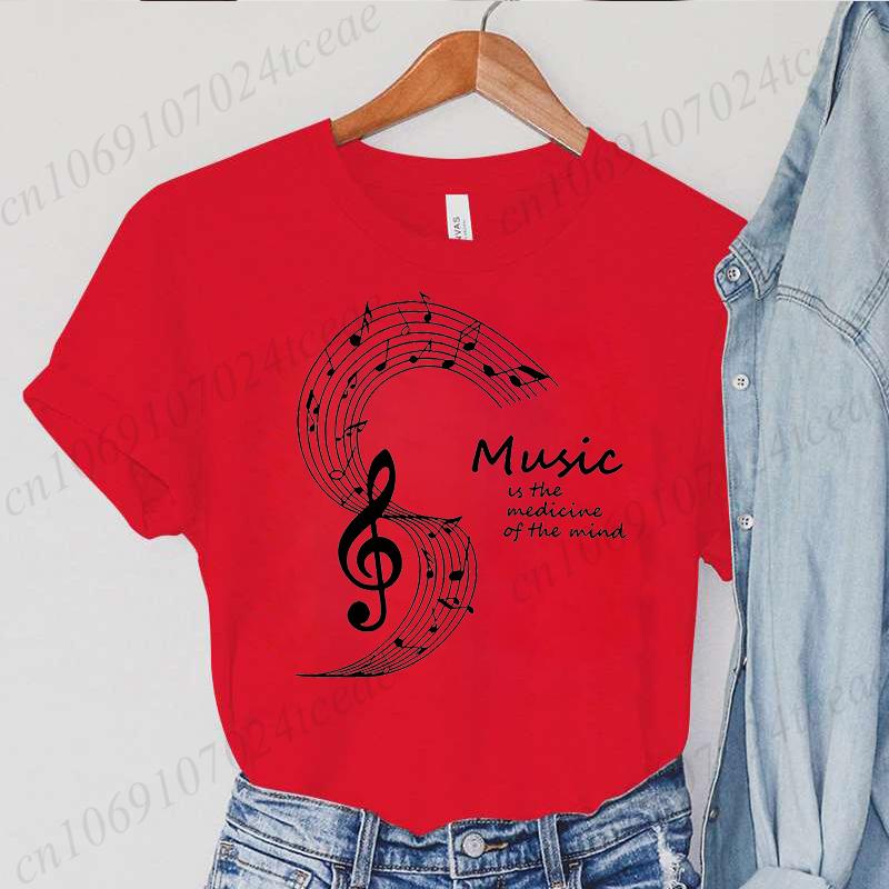 Sommer Mode Marke Damen T-Shirt Kleidung Musiknote Aufdruck T-Shirt Kleidung Y2k Streetwear T-Shirt Musiknote Liebhaber T-Shirt Tops