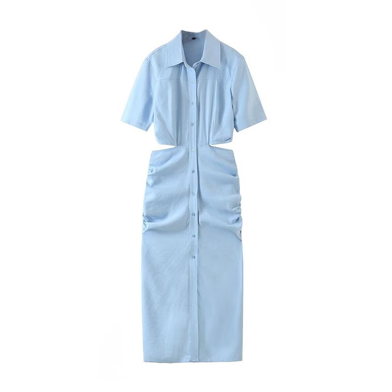 Kaslead New Arrival Women's Clothing Fashion Style Fashion Minimalist Short Sleeve Midriff Outfit Long Dress