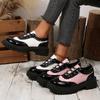Color-blocked Low-top Shoes for The Fall of 2025 New Platform Lace-up Muffins Plus Size Small Leather Shoes for Women