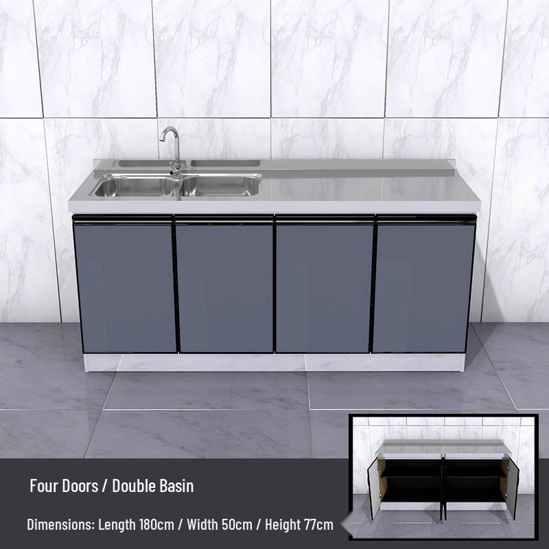 2-Meter Stainless Steel Waterproof Kitchen Cabinet with Sink for Household or Rental Use