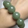 16MM Natural Light Green Hetian Jade Chalcedony Beaded Bracelet Unisex Women Chinese Gemstone Jewelry Gift