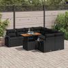 VidaXL Garden Lounge Set 9 Pcs with Cushions Black Wicker 3327128