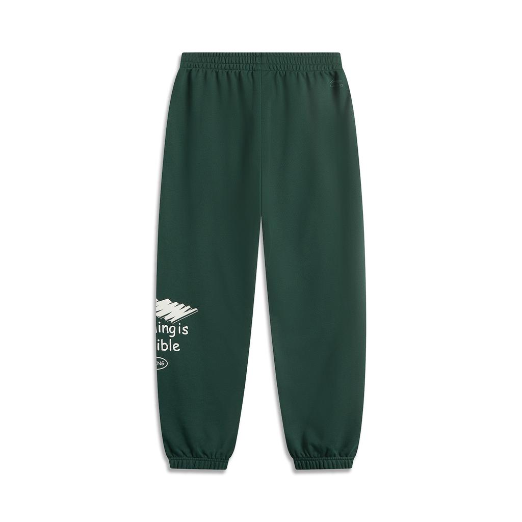 Li Ning Loose Comfortable Solid Color Knitted Sports Pants Men bottoms Green AKLUC65-5