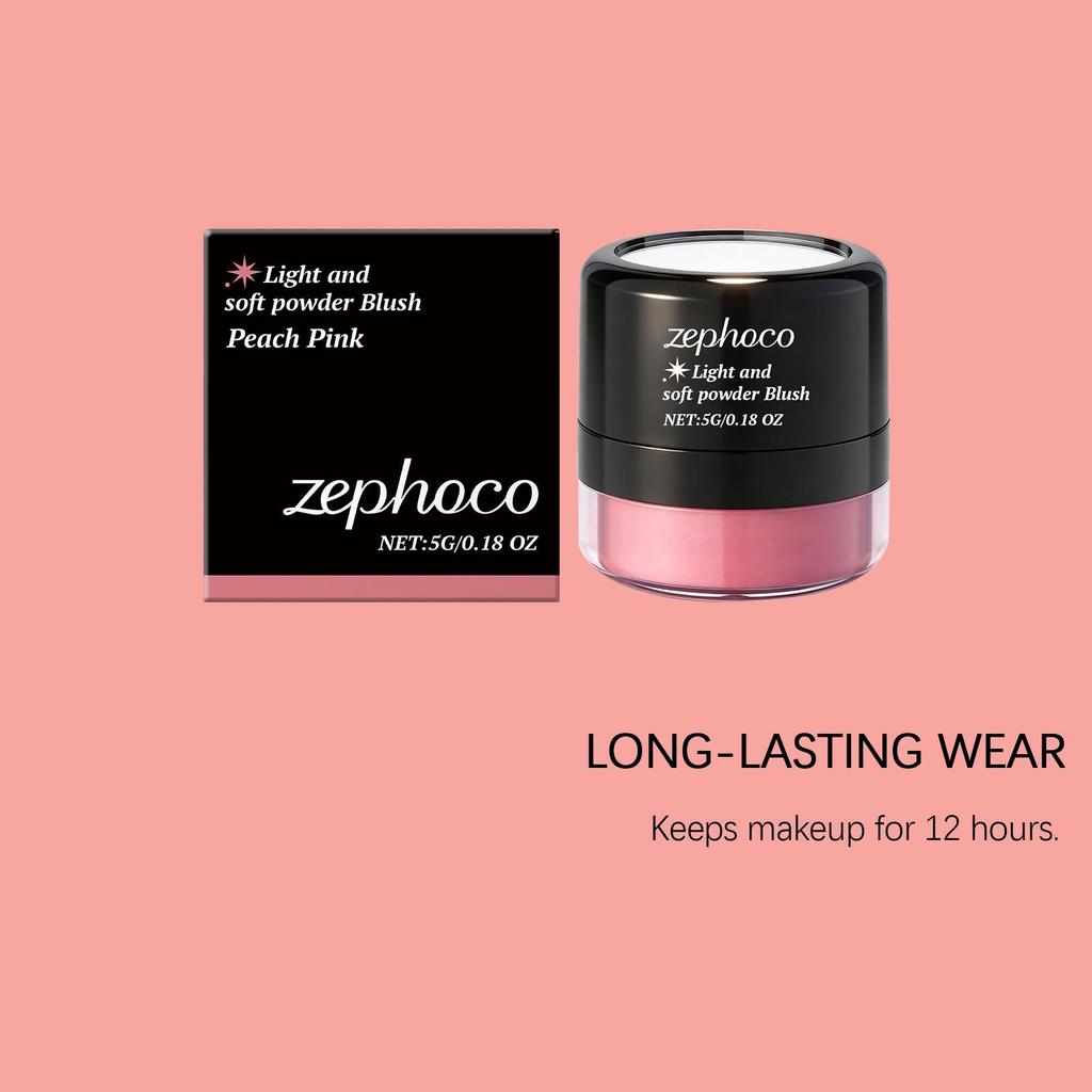Zephoco Light & Soft Peach Pink Blush - Pure Innocence, Fine Pigmentation, Portable for Date Night Makeup