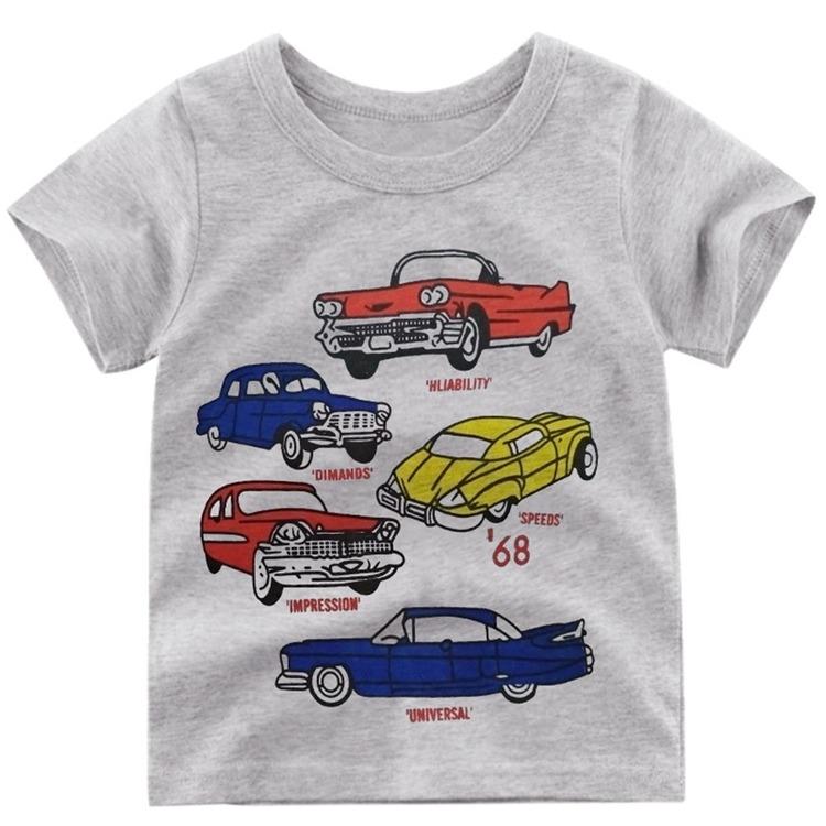 Kids Short Sleeve T Shirt Toddler Boys Girls Color Patchwork Summer Tops Cartoon Printed Graphic Tees