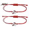 Sliding Knot Bracelet 2 Pcs Breast Cancer Awareness Bracelets, Adjustable Braided String Unisex Cord Bracelets with Ribbon Charm, Inspirational Gifts