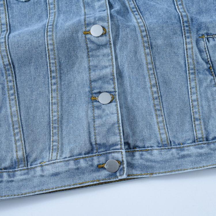 ZIMOXUAN Stylish Loose Fit Blue Denim Jacket for Women, Casual Long Sleeves and Retro Design