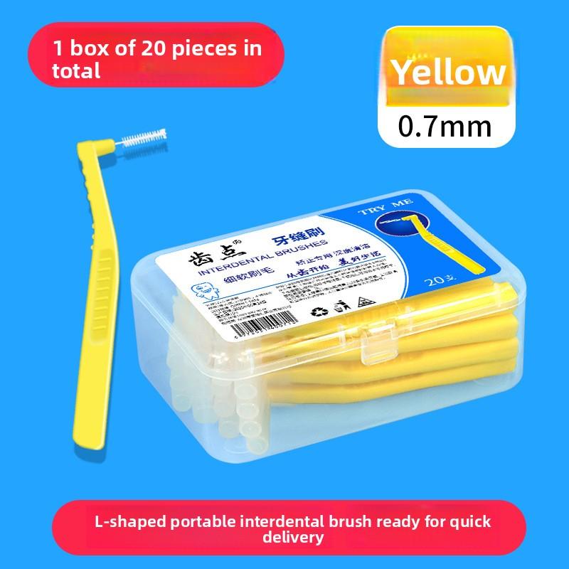

Упаковка из 20 ортодонтических межзубных щеток L-образной формы для чистки tooth point жёлтый