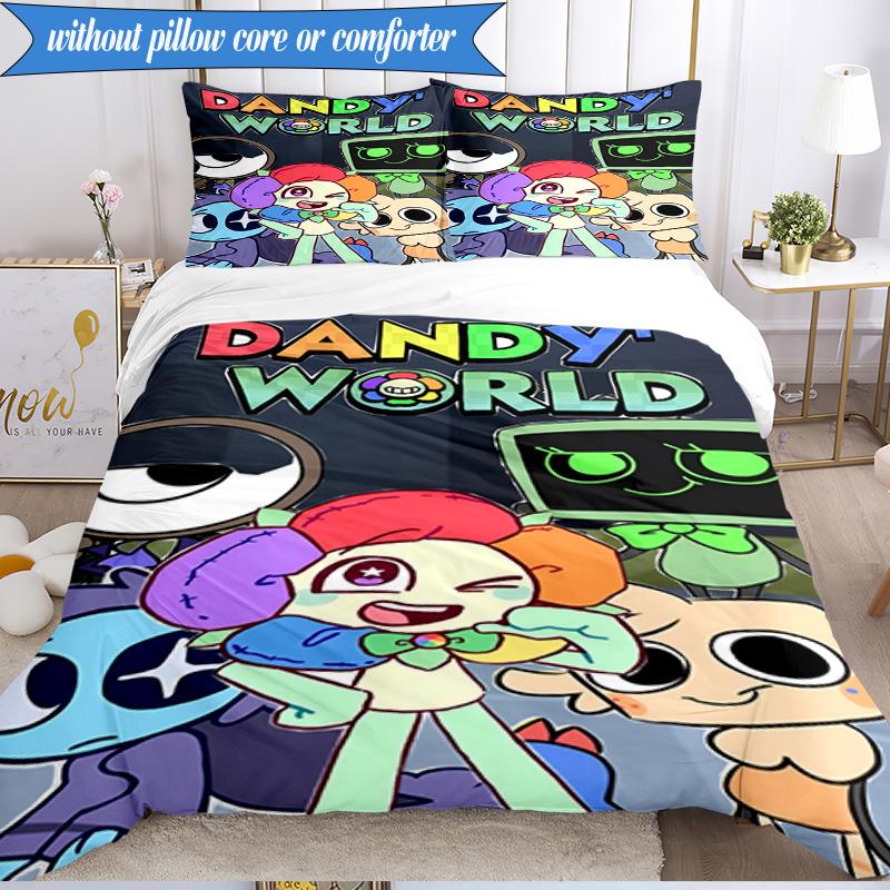 3PCS Cartoon Characters Dandy Collage Bedding Set,Including 1pc Duvet Cover And 2pcs Pillowcases Perfect for Bedroom, Dormitory, Fan Christmas gift