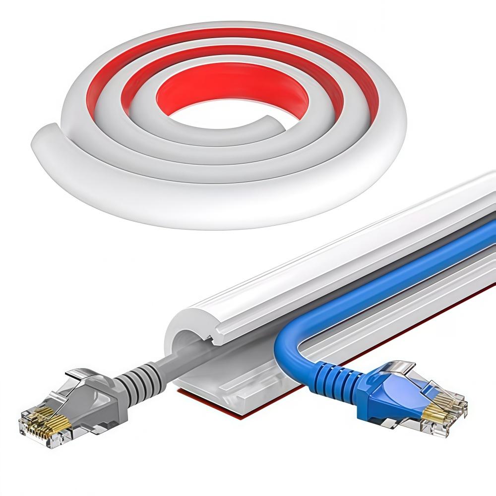 

1PC Cord Management Channel Invisible Decorative PVC Wire Cover Anti-Step Protector Adhesive Soft Cable Raceway with Cap 1m