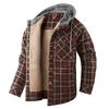 Men's Winter Hooded Warm Jackets Casual Thicken Plaid Work Flannel Snap Sherpa Lined Fleece Clothing