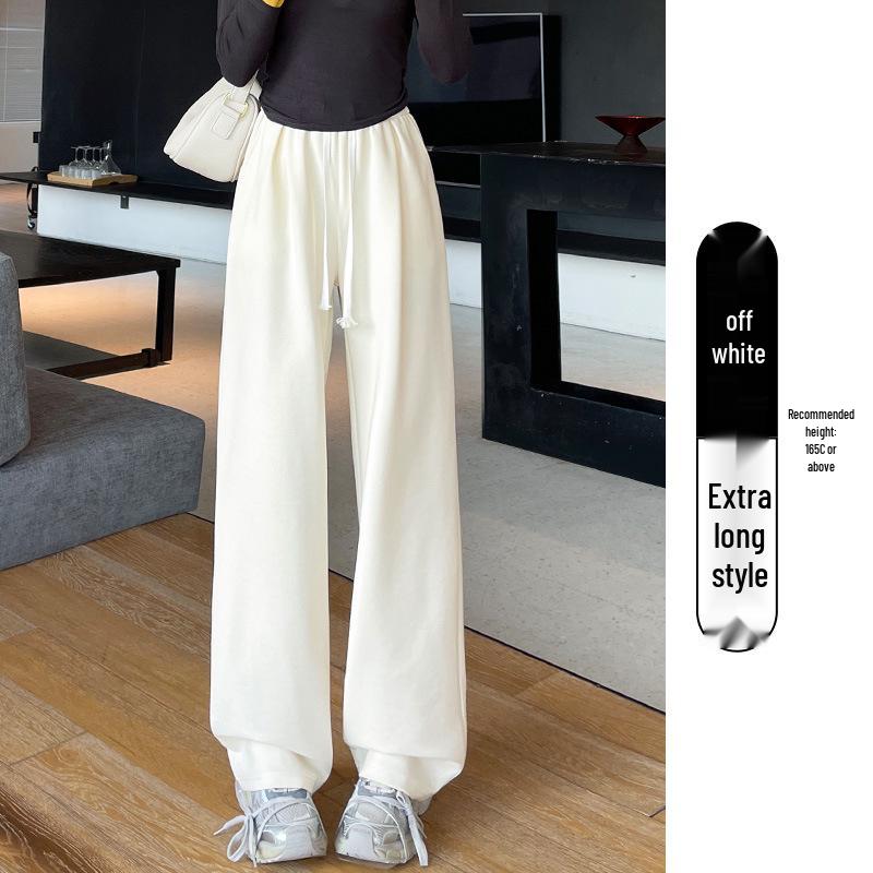 Gray Wide-Leg Sweatpants for Women - High-Waisted, Narrow Straight-Leg, Spring & Autumn 2025 Casual Style