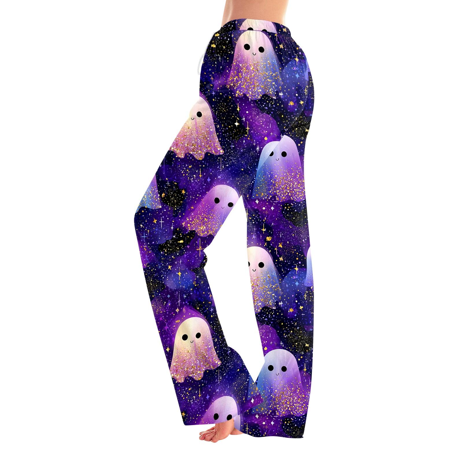 Women s Halloween Print Pajama Pants with Elastic Waist and Drawstring for and Sleep M