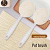 Non-Scratch Loofah Pot Brush with Long Handle - Keeps Hands Clean for Effective Kitchen Cleaning & Degreasing