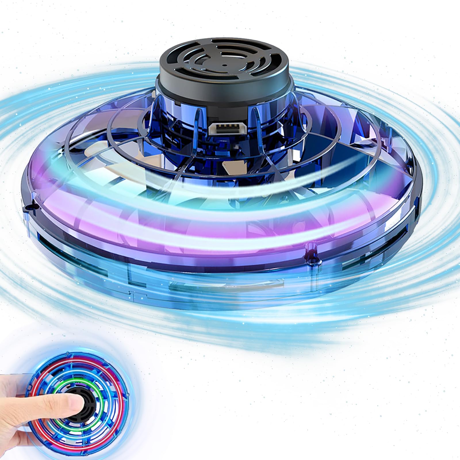 GoolRC Flying Spinner Mini UFO Drone Flying Fidget Spinner Hover Boomerang Fidget Spinner Hand Controlled Mini Drone for Teens and Adults Indoor and O