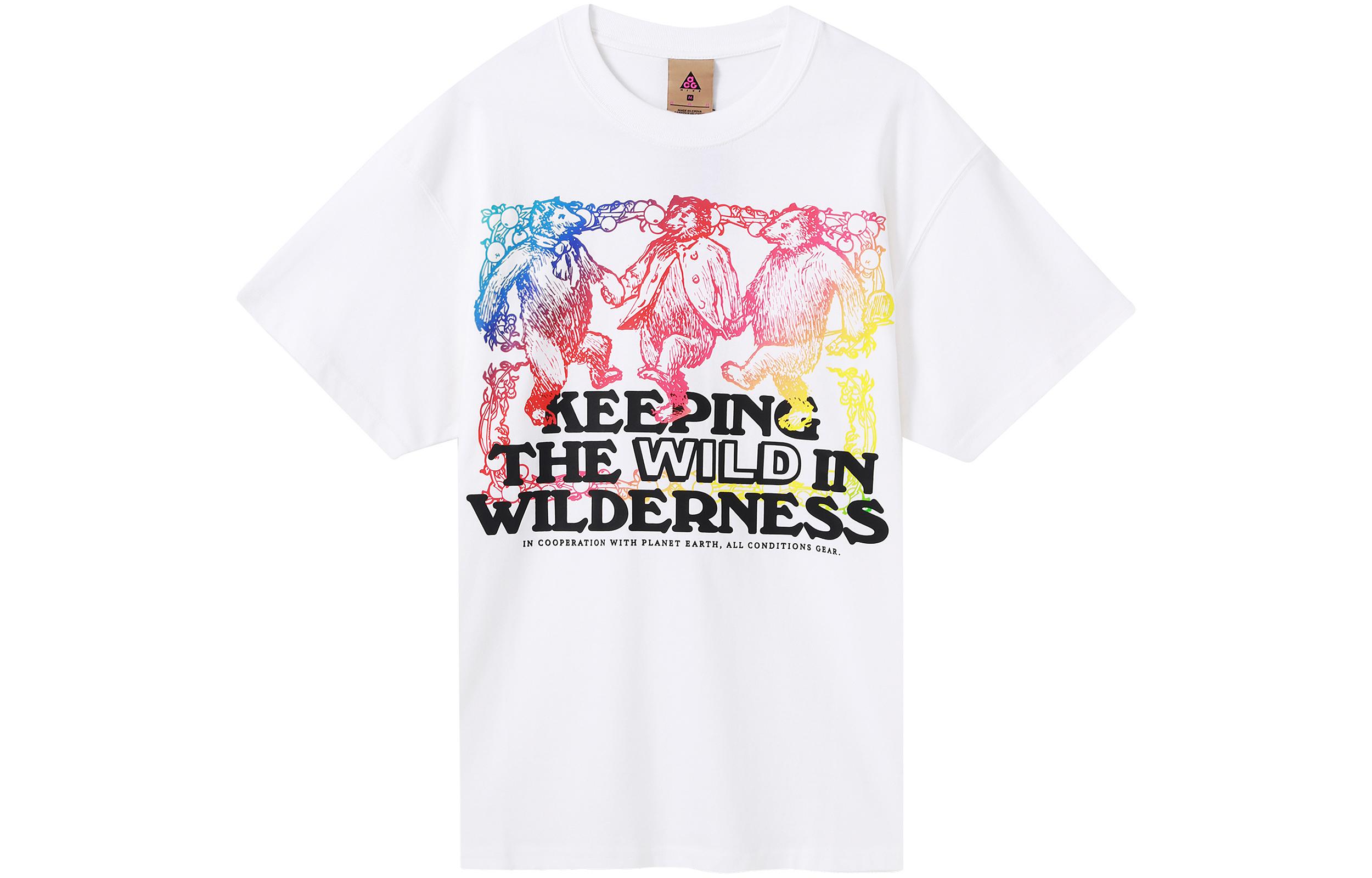 Nike ACG T Shirts Men s White Crew Neck Moderate Straight Fit CV7550-100 S