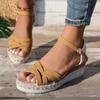Plus Size 36-43 Women's Sandals Summer Casual Shoes for Women Comfortable Non-slip Walking Slip on Elastic Fabric Female Shoes