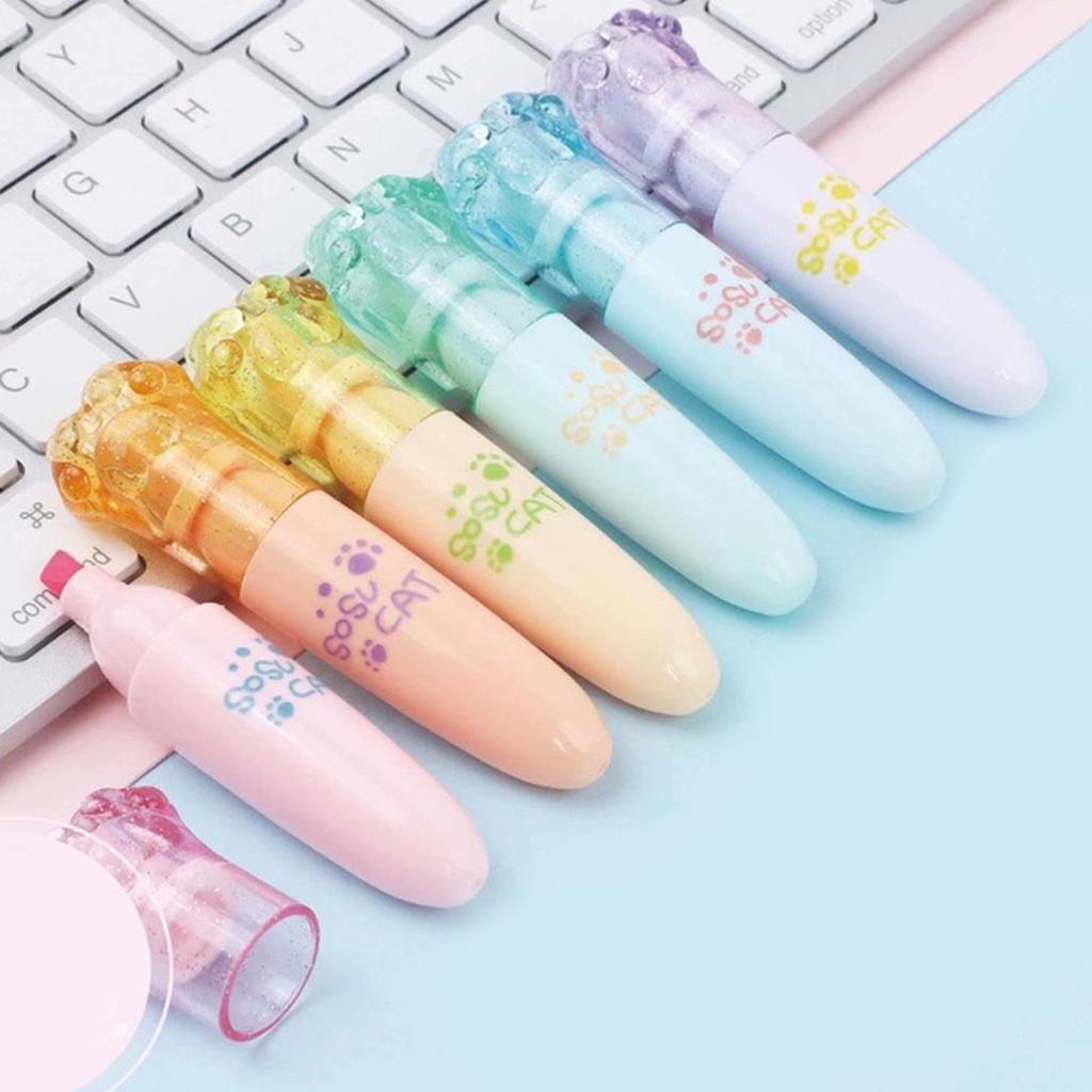 6 Pièces Mini Marqueurs Kawaii, Pointe Biseautée, Couleurs Assorties, Base Eau, Séchage Rapide, Pour Colorier Fournitures Scolaires
