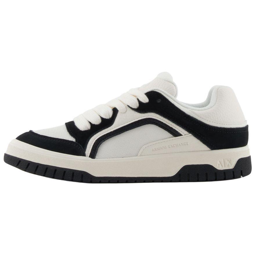 Armani Exchange Round Toe Lace-Up Color Block Oversized Sneakers Low Top Men sneakers Black White XUX258XV935N480