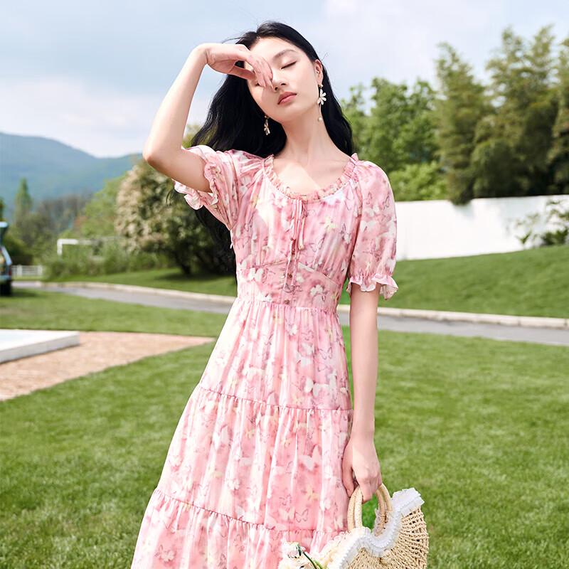 Women s French Style Puff Sleeve A-Line Tea Dress S