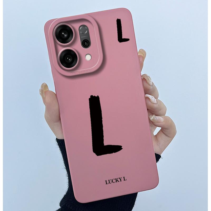 For OPPO Reno14 Pro 5G Cover Case Lucky Initial Letter Couple Silicone Soft Matte Phone Bumper for Oppo Reno 14 Pro 5G Casing