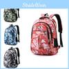 Stripe Pattern Large Capacity Campus Backpack Oxford Fabric Breathable Neutral