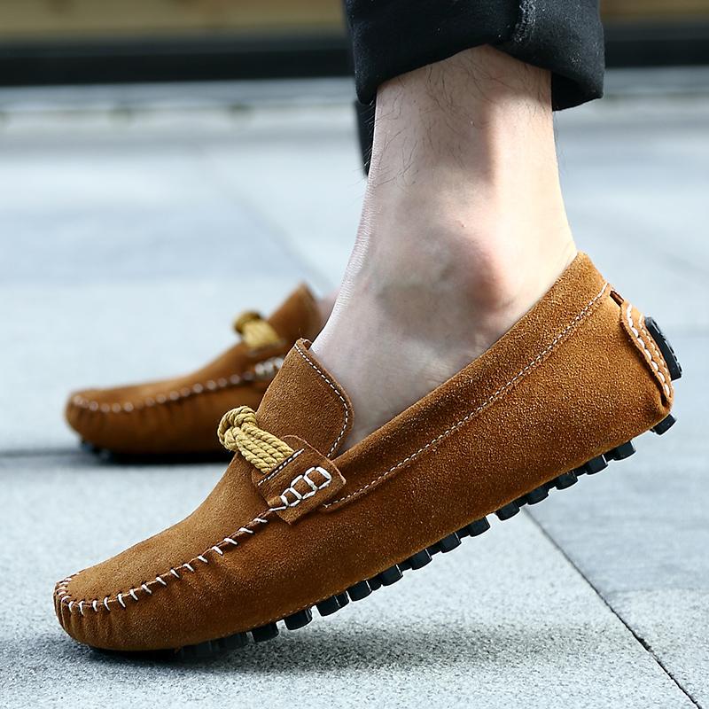 Fashion Fashion Trendy Lazy Loafers Suede Leather Mens Casual Shoes Summer New Driving Flats Stylish Style Male Moccasins Business Shoes