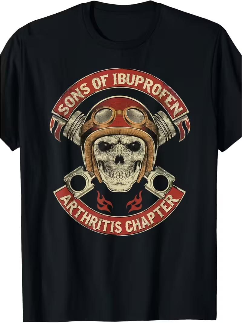 

2026Unisexs Vintage Funny Sons of Ibuprofen Arthritis Chapter TShirt Meme WoStreetwear Cotton Oversized Tee Unisex Casual Unisex M